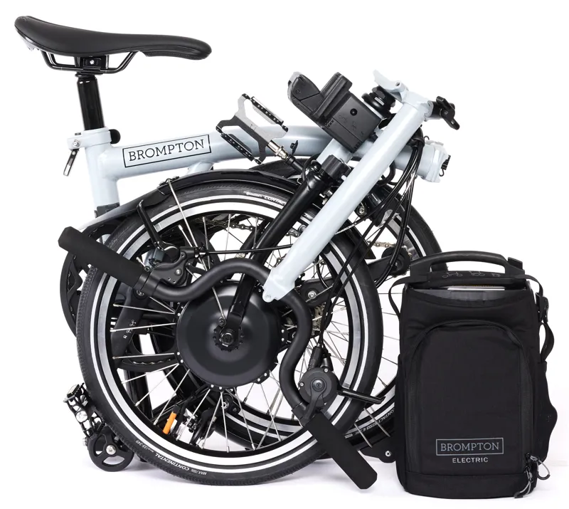 Brompton Electric P Line Explore 12 Speed Folding Bike 2024 in Lunar Ice-3